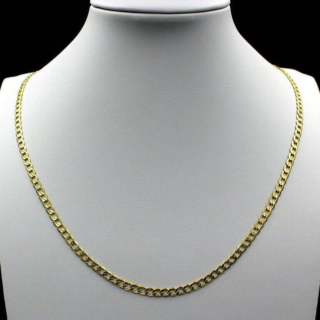 10K Solid Yellow Gold Cuban Curb Link Chain Necklace 2MM 16" 18" 20" 22" 24"