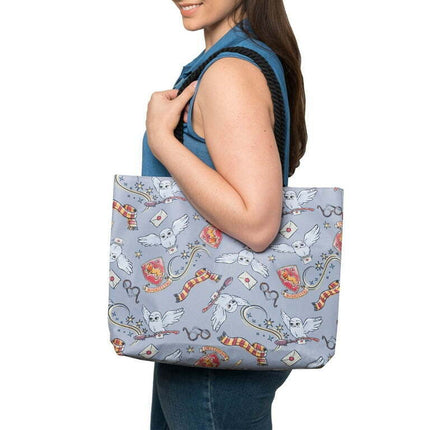 Harry Potter Travel Rope Tote Bag Carry-On Gryffindor Hedwig Glasses Gray