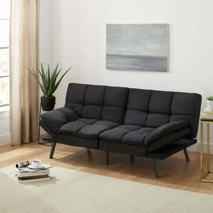 Mainstays Memory Foam Futon, Black Faux Suede