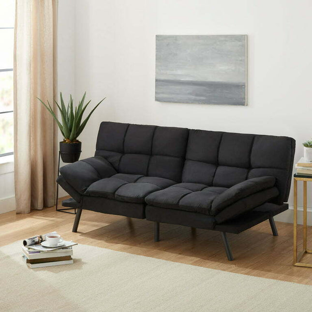 Mainstays Memory Foam Futon, Black Faux Suede