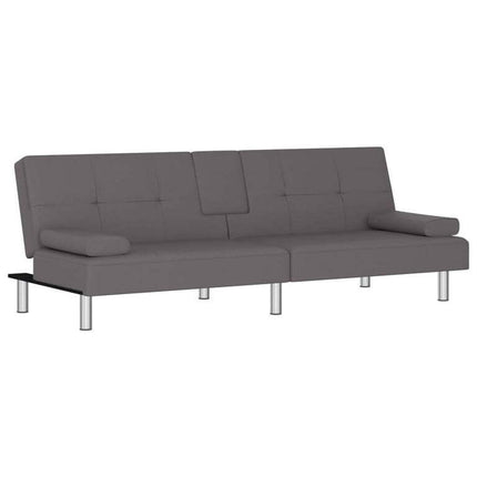 vidaXL Sofa Bed with Cup Holders Black Faux Leather