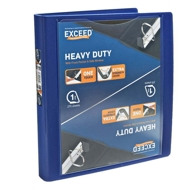 Exceed 3-Ring Heavy Duty Binder, 1” Blue, Slant Ring