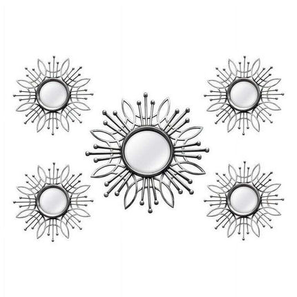 HomeRoots Furniture  Silver Burst Wall Mirror - 5 Piece