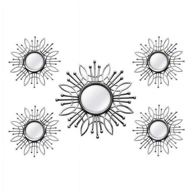 HomeRoots Furniture  Silver Burst Wall Mirror - 5 Piece