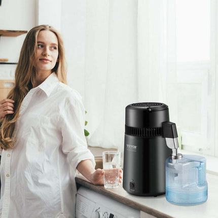 SKYSHALO 4L Water Distiller Purifier Machine Countertop Stainless Steel Interior
