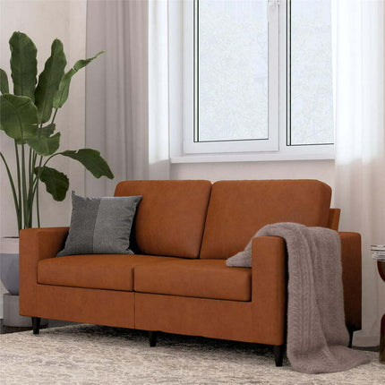 DHP Cooper 3 Seat Sofa, Living Room Furniture, Camel Faux Leather