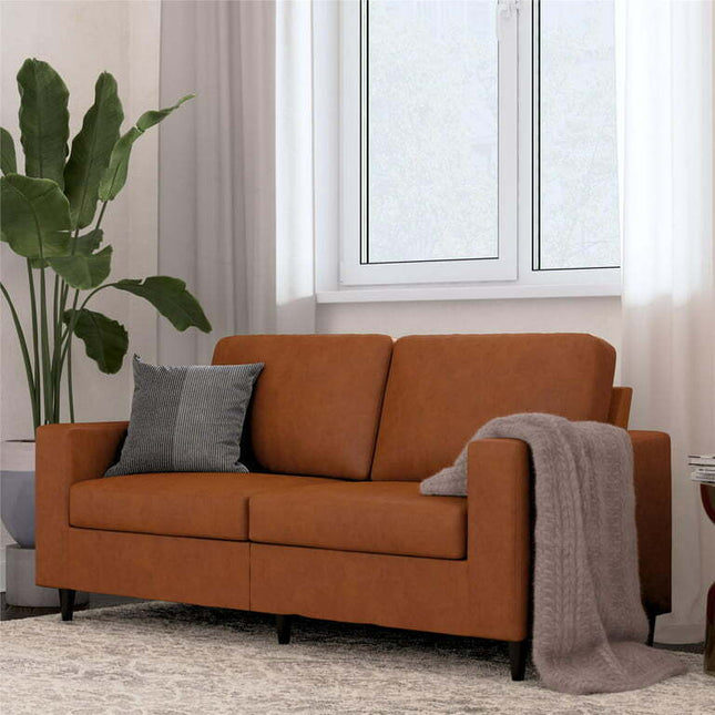 DHP Cooper 3 Seat Sofa, Living Room Furniture, Camel Faux Leather