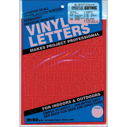 Permanent Adhesive Vinyl Letters & Numbers 1" 183/Pkg-Red