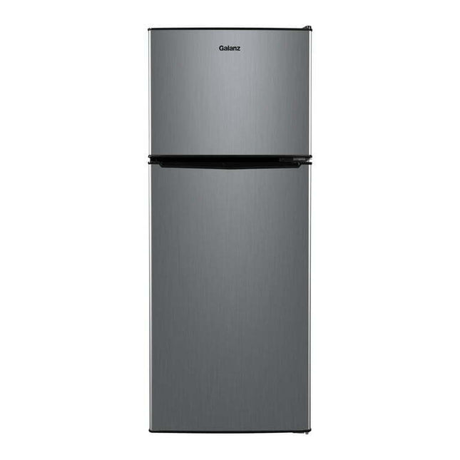 Galanz 4.6. Cu ft Two Door Mini Fridge with Freezer, Stainless Steel Look new