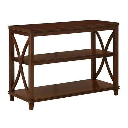 Pemberly Row Transitional Console Table in Brown Wood Finish
