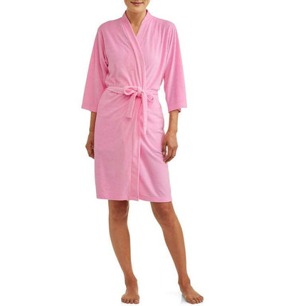 Lissome Women's & Women's Plus 3/4" Sleeve Terry Belted Robe