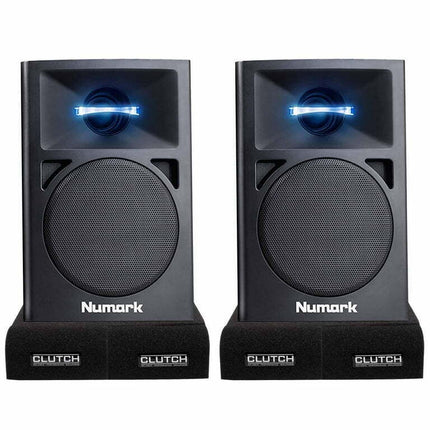 Numark N-Wave 360 Powered Desktop DJ Monitor Speakers with Isolator Pads Package