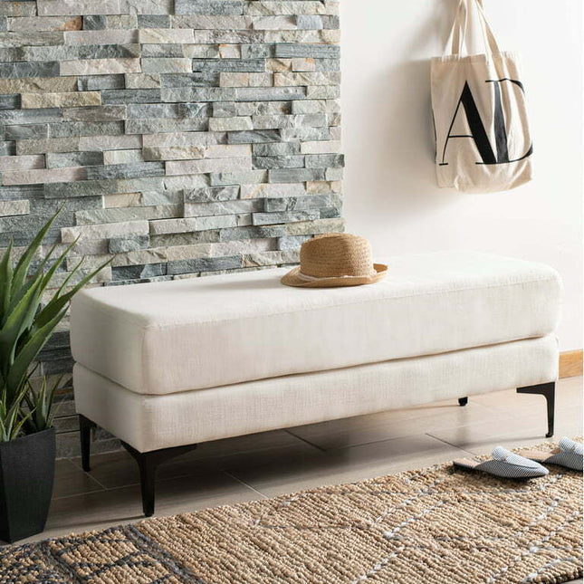 SAFAVIEH Elise Rectangular Bench Creme / Black