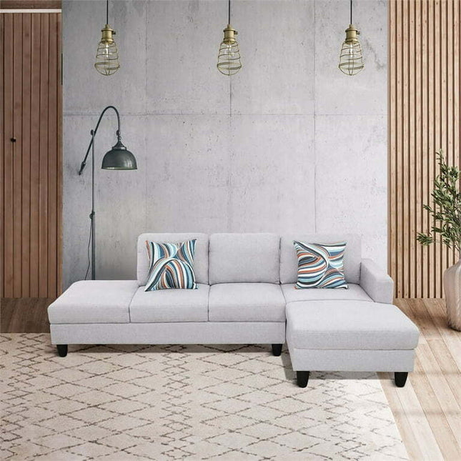 Starhome L Shaped Gray linen fabric 2-Piece Couch Living Room Sofa Set