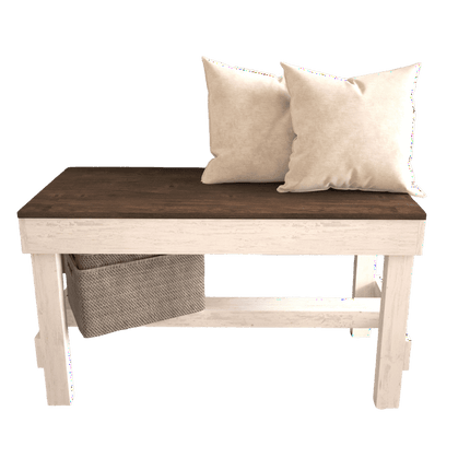 Woven Paths Reclaimed Wood Entryway Bench, Dark Brown & White