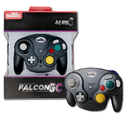 OLD SKOOL FALCON WIRELESS CONTROLLER FOR GAMECUBE - BLACK