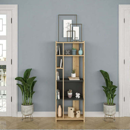 Ada Home Decor Abis 4 Tier Bookcase, Anthracite/Oak