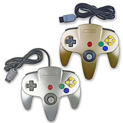 Lot Of 2 Classic Retro Wired Controllers For N64 Gold And Silver