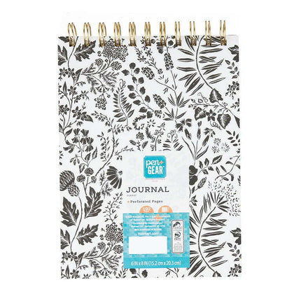 Pen + Gear Top Spiral Notebook Black White Floral