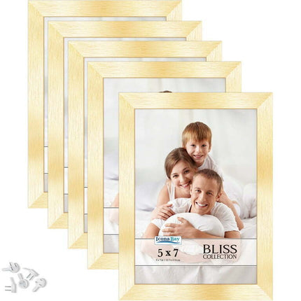 Icona Bay 5x7 Gold Picture Frames, 5 Pack, Bliss Tabletop Frames