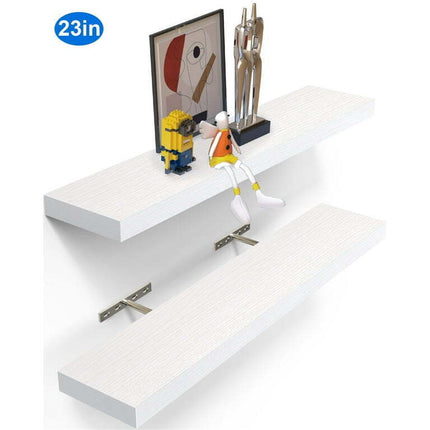 OlarHike 23 inch Wood Floating Shelves Wall Mounted Shelves, White, Set of 2