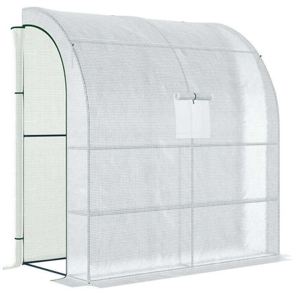 Outsunny Outdoor Walk-in Lean-to Greenhouse, PE Cover w/ Zippered Doors