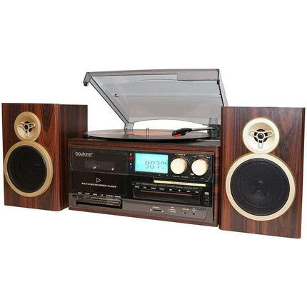 Boytone 28-Series Mahogany Classic BT Turntable System