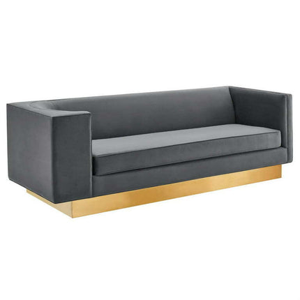 Modway Eminence Upholstered Performance Velvet Sofa, Gray