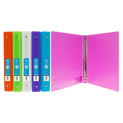 BAZIC 3 Ring Binder 1" Poly Binders Matte Color Soft Cover, 175 Sheets, 6-Count
