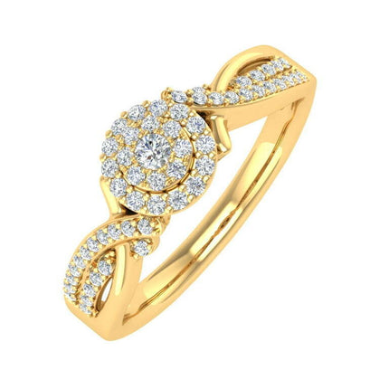 1/4 Carat Round Diamond Engagement Ring in 10K Yellow Gold (Ring Size 6)