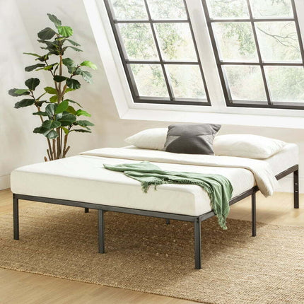 Mellow 14" Metal Platform Bed Frame, Heavy-Duty Steel Slats, Black, Queen