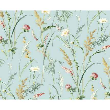 NextWall Aqua Meadow Flowers Peel and Stick Wallpaper