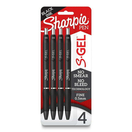 Sharpie S-Gel Pens 0.5 mm Pen Point Size - Black Gel-based Ink - 4 / Pack