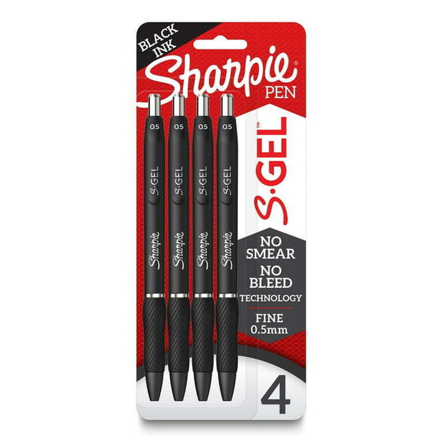 Sharpie S-Gel Pens 0.5 mm Pen Point Size - Black Gel-based Ink - 4 / Pack