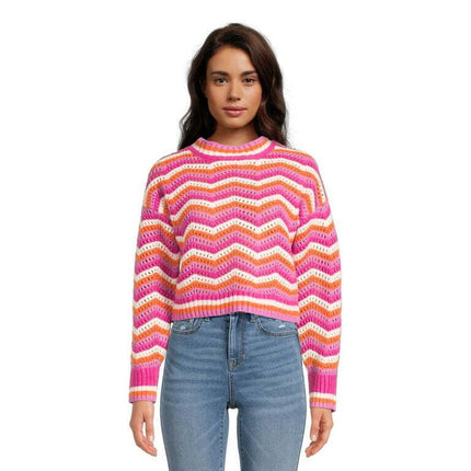 Wild Skye Juniors Drop Shoulder Crewneck Pullover with Long Sleeves, Sizes S-XL