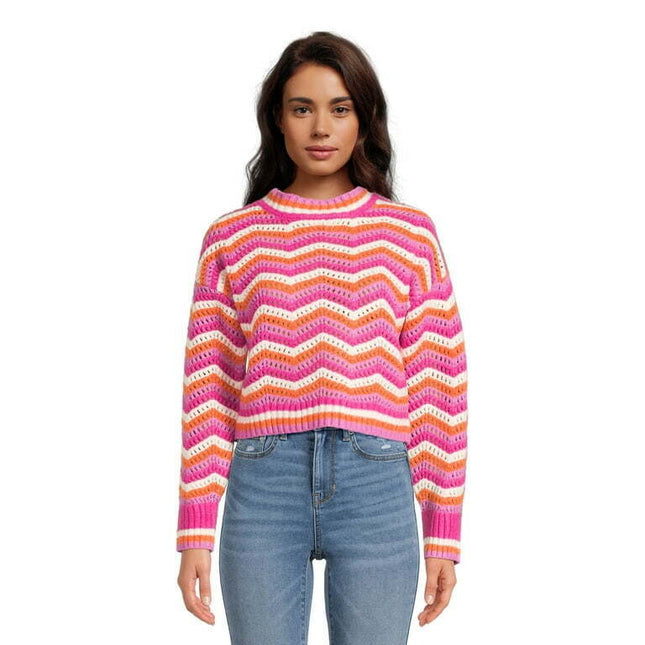 Wild Skye Juniors Drop Shoulder Crewneck Pullover with Long Sleeves, Sizes S-XL
