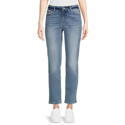 Time and Tru Women’s Mid Rise Straight Jeans, 29" Inseam for Regular, Sizes 2-18