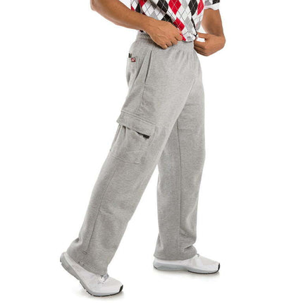 Vibes Men's Fleece Cargo Sweatpants Relaxed Fit Bungee Cord Open Bottom
