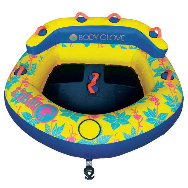 Body Glove Bayside 2 Person Yellow Water Skiing Inflatable Towable Tube