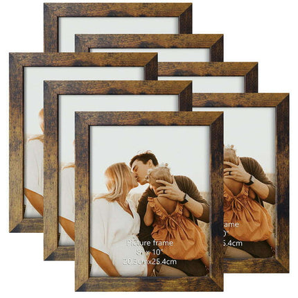 7 Pack 8x10 Picture Frame Rustic Photo Frame Set for Wall or Tabletop, Brown