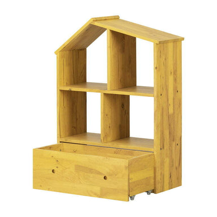 South Shore Sweedi, Scandinavian Bookcase with Storage Bin, Yellow