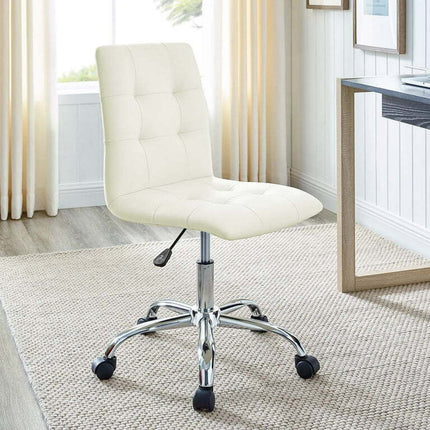 Modway Ripple Armless Mid Back Vinyl Office Chair in White