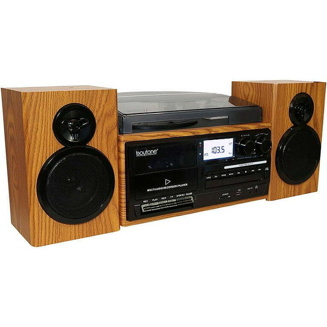 Boytone 8-in-1 Bluetooth Classic Style Record Player Walnut
