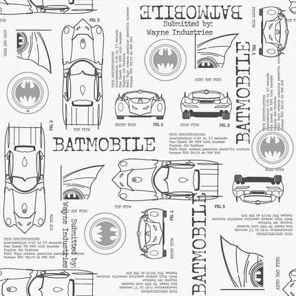 Batmobile Blueprint Peel And Stick Wallpaper