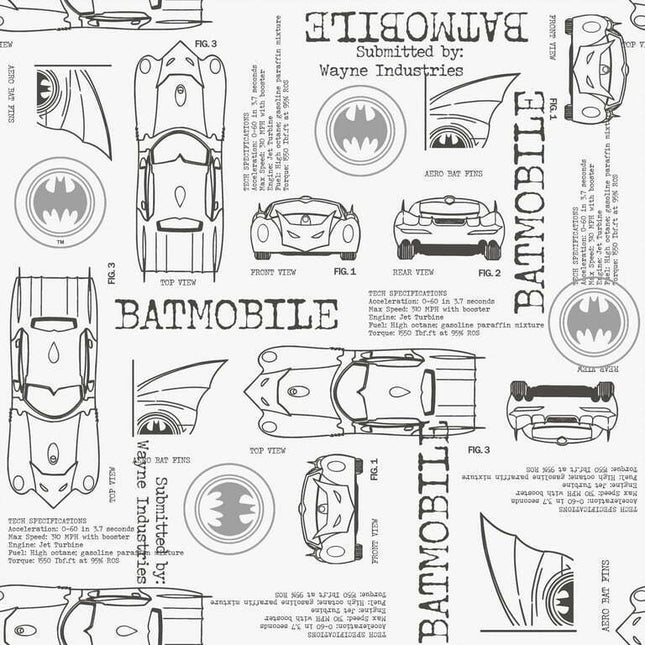 Batmobile Blueprint Peel And Stick Wallpaper