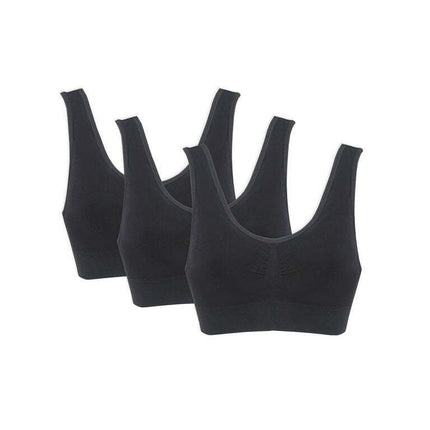 Women's Genie Bra Seamless 3-Pack - Solid Color Comfort Sports Bras