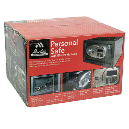 Machir Personal Electronic Fire Resistant Steel Gun Safes. Programmable keypad.