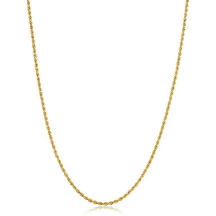 Kooljewelry 10k Yellow Gold Rope Chain Necklace (1.5 mm)