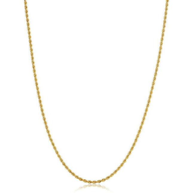 Kooljewelry 10k Yellow Gold Rope Chain Necklace (1.5 mm)