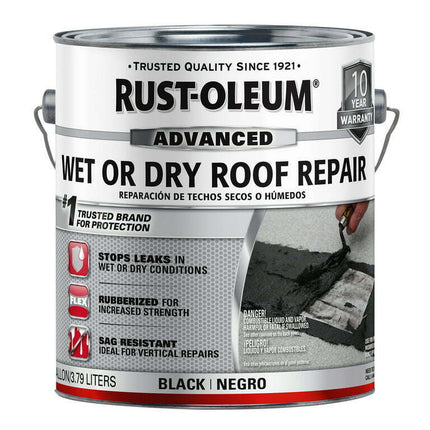 Black, Rust-Oleum Advanced Wet or Dry Roof Repair, Gallon